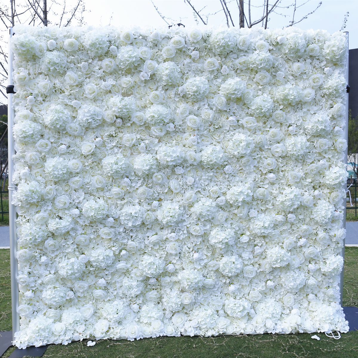 White Rose & Hydrangea Flower Wall