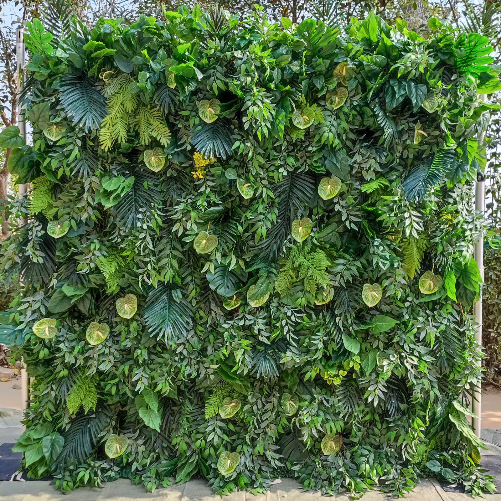 Green Foliage Flower Backdrop Wall