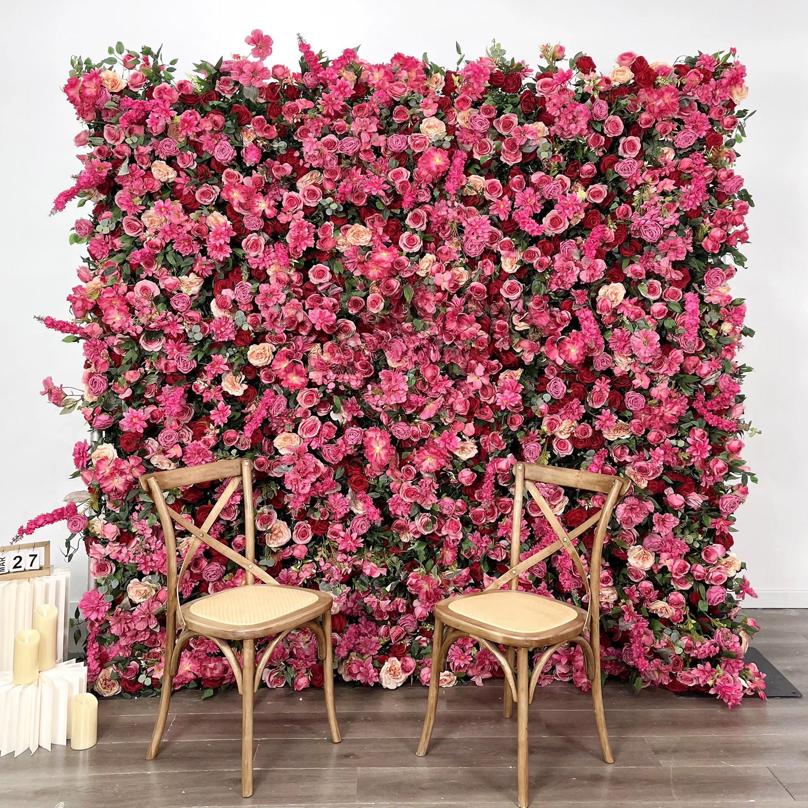 Mixed Pink & Red Flower Backdrop Wall