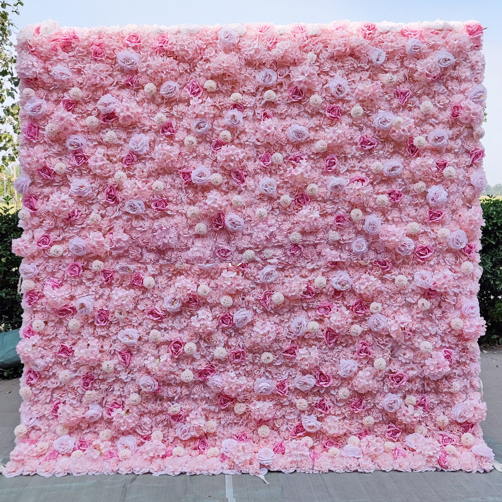 Pink Rose & Chrysanthemum Flower Backdrop Wall