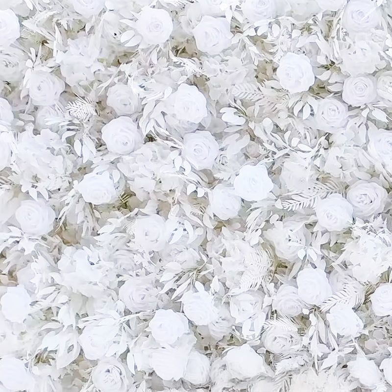 White Rose & Leaf Flower Wall
