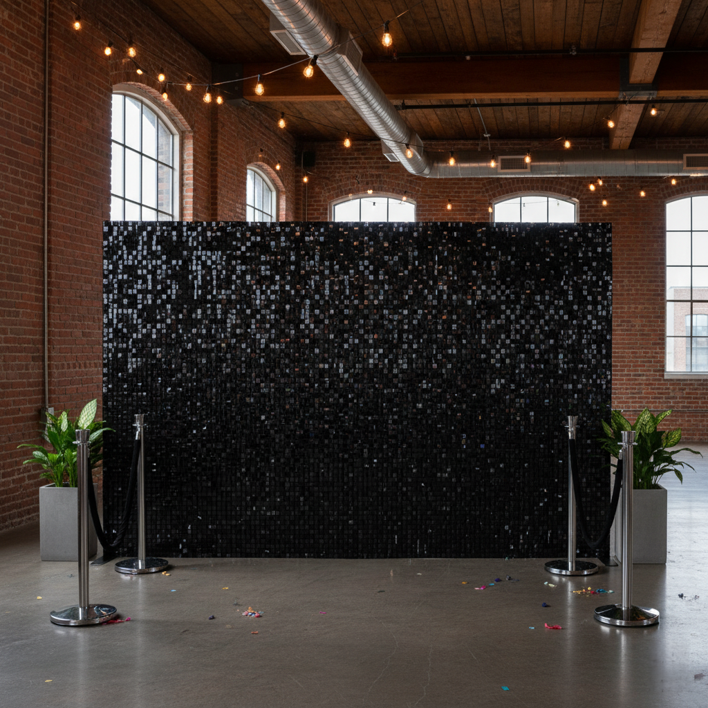 Black Sequin Shimmer Wall