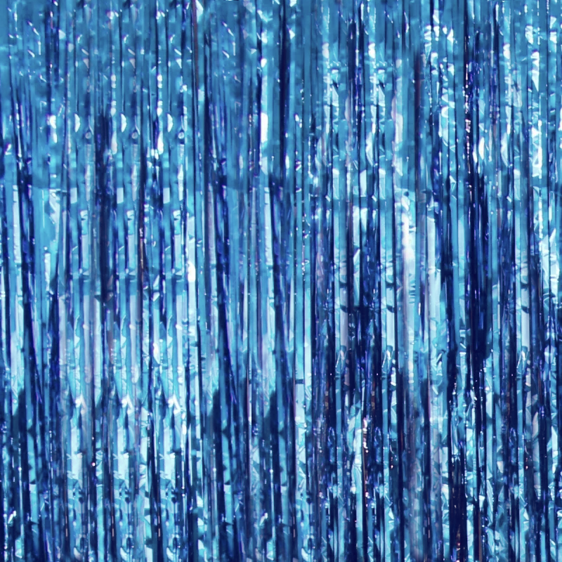 Blue Metallic Tinsel Shimmer Backdrop Wall