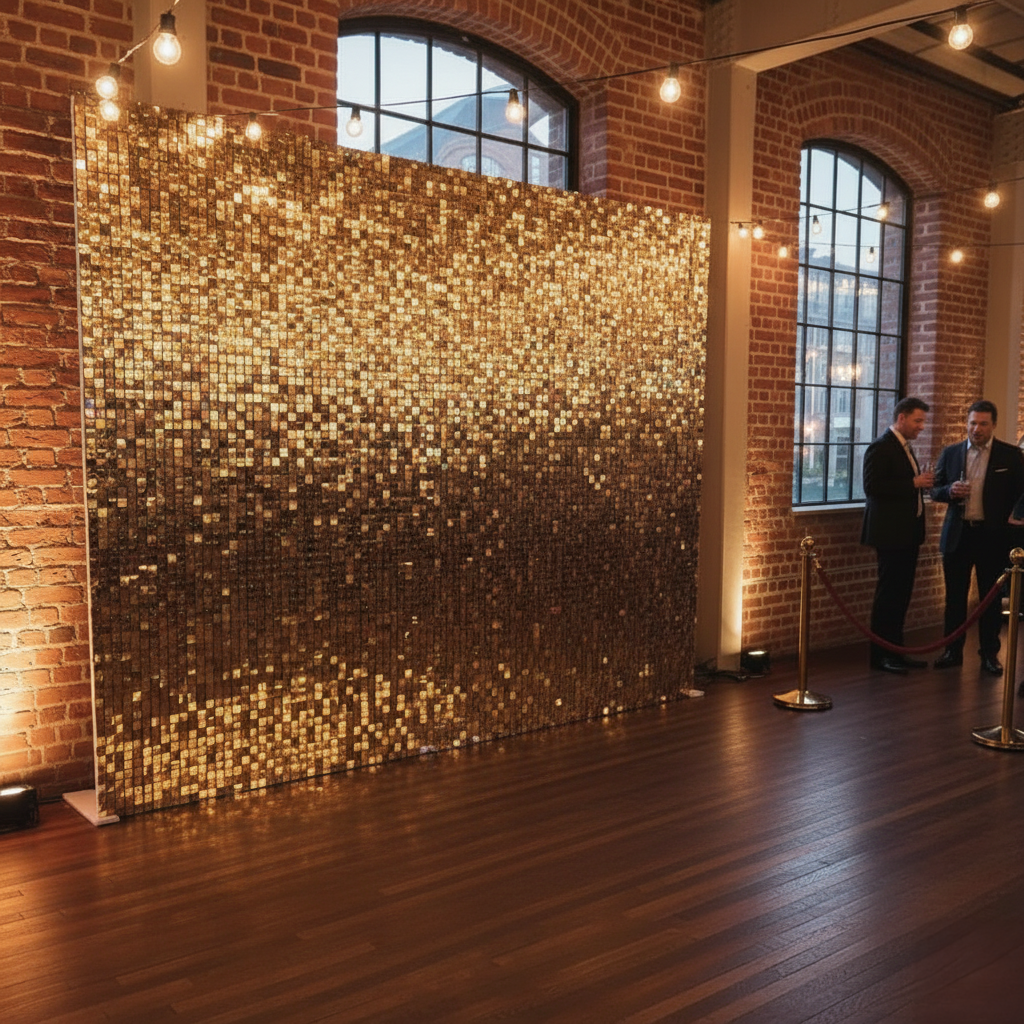 Champagne Gold Sequin Shimmer Wall