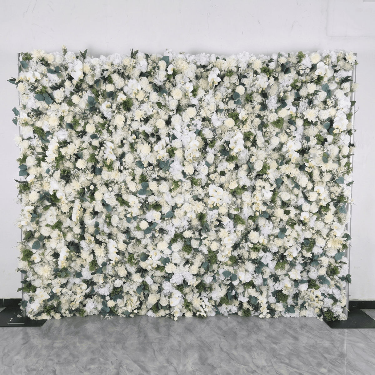 White Rose and Greenery Flower Backdrop Wall
