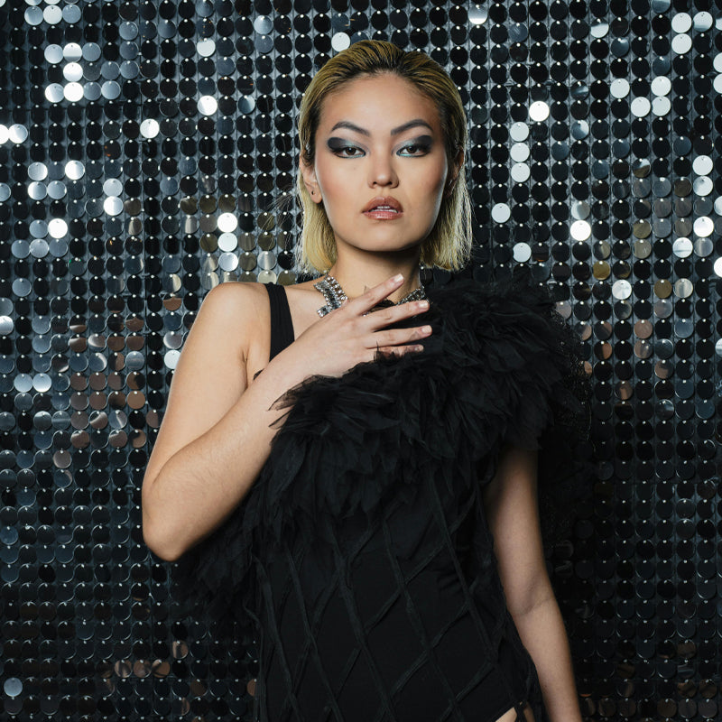 Black Sequin Shimmer Wall