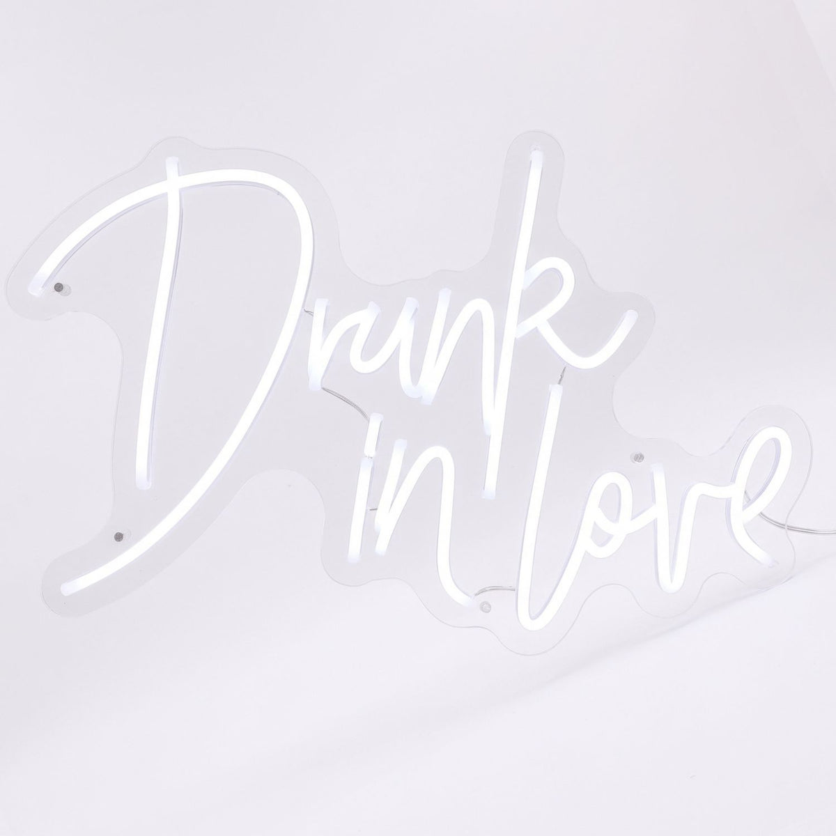 Drunk In Love white LED neon sign on clear acrylic