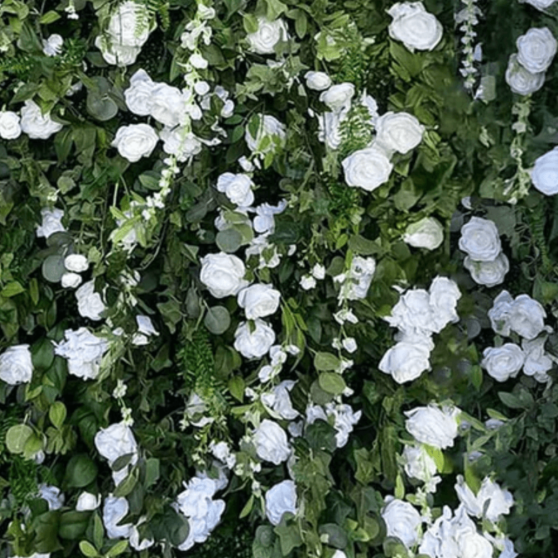 White Rose and Greenery Flower Backdrop Wall