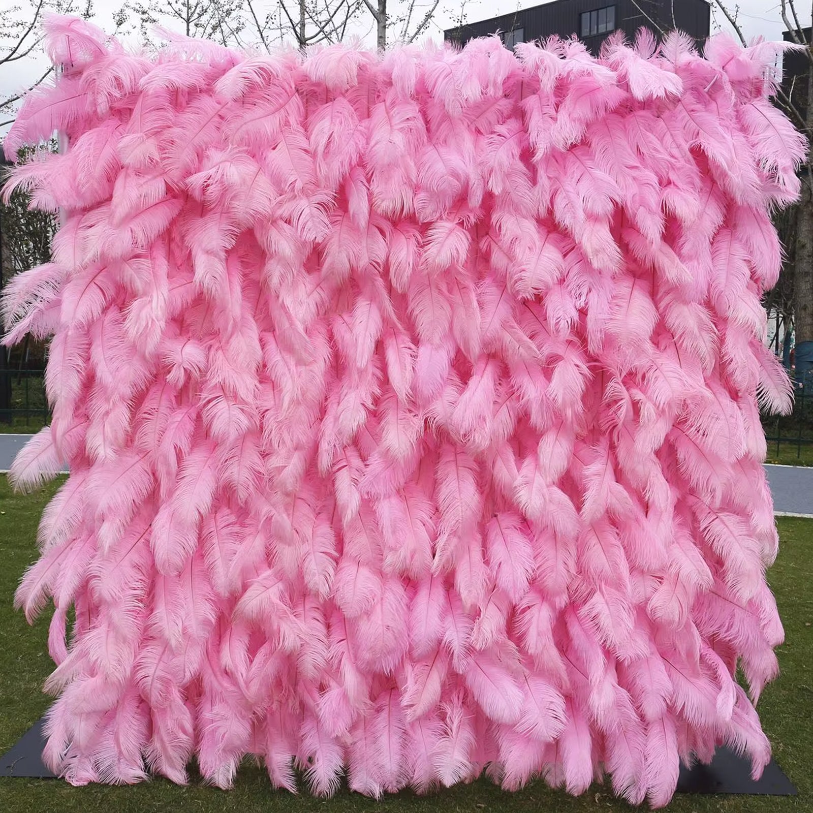 Pink Feather Backdrop Wall