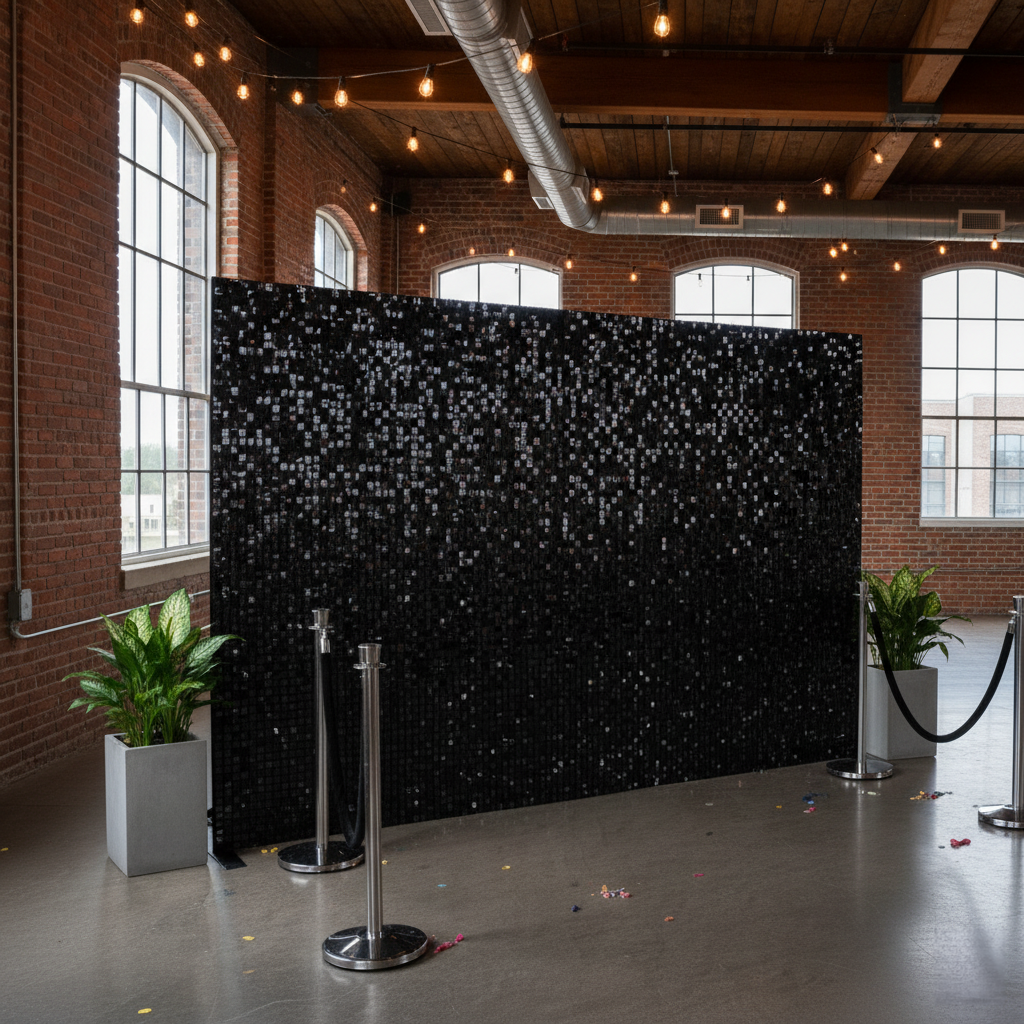 Black Sequin Shimmer Wall