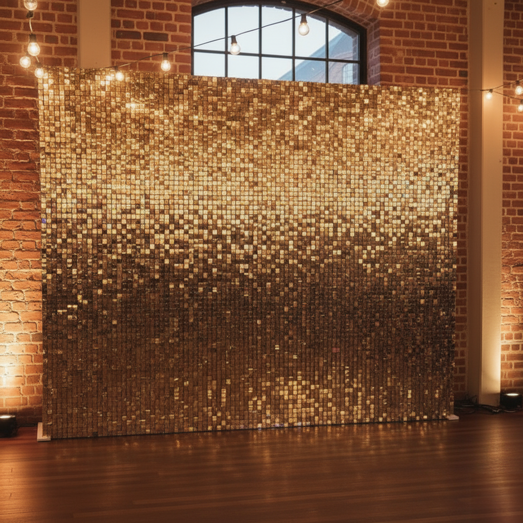 Champagne Gold Sequin Shimmer Wall
