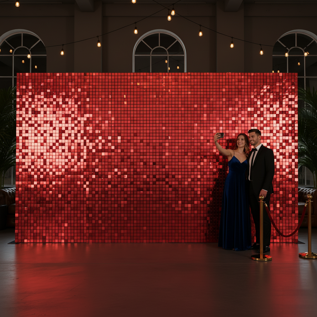Red Sequin Shimmer Wall