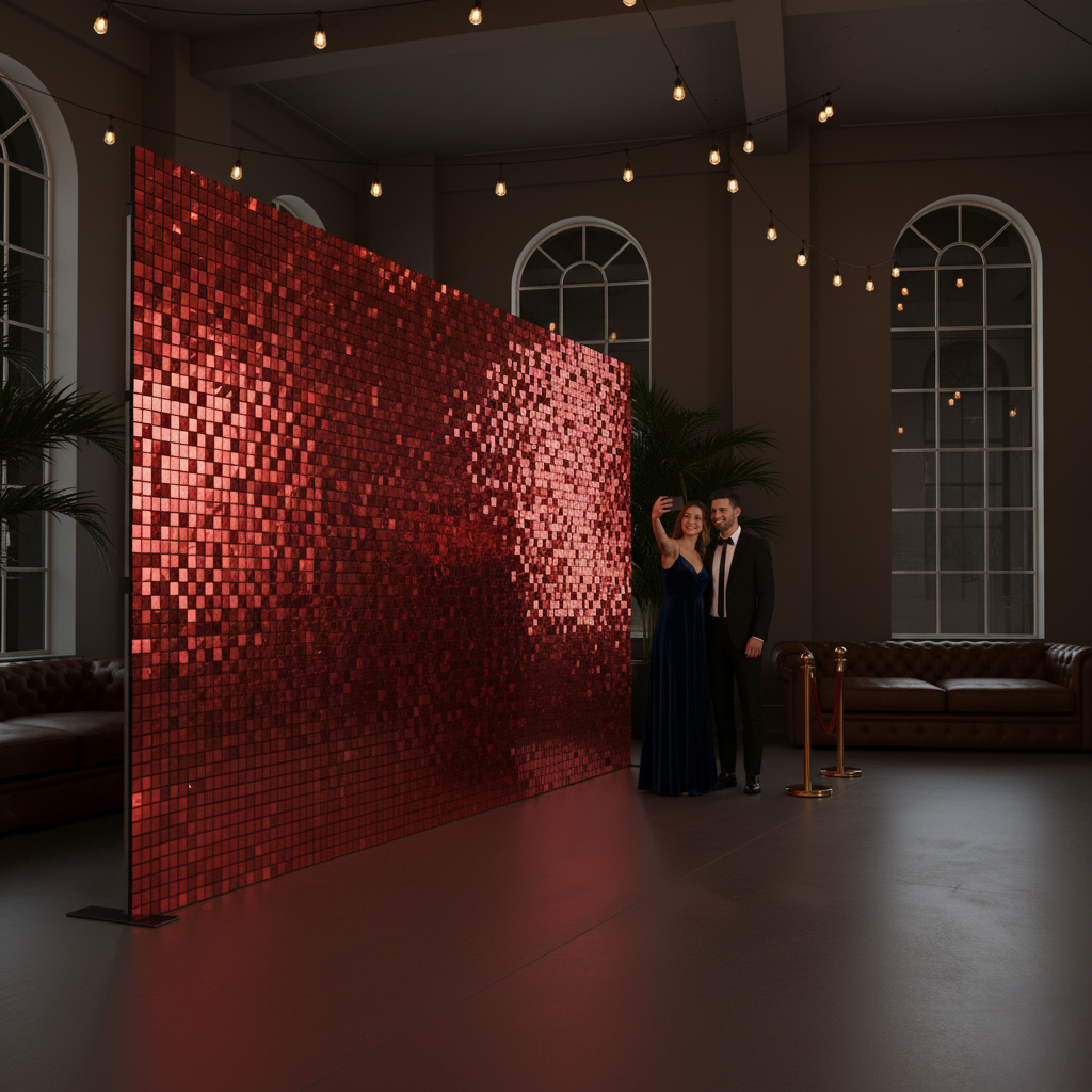 Red Sequin Shimmer Wall