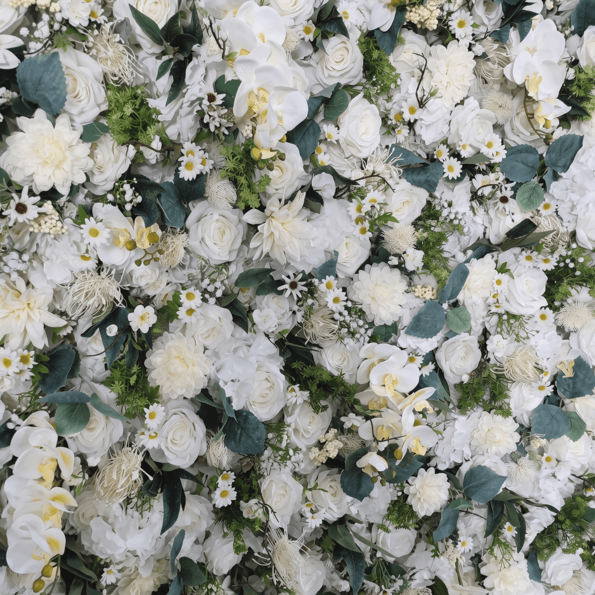 White Rose and Greenery Flower Backdrop Wall
